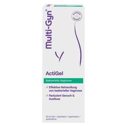 Weiße Packung von Multi-Gyn ActiGel zur Behandlung von bakterieller Vaginose.